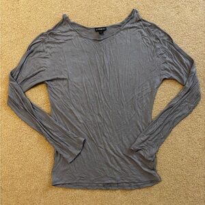 Express Charcoal Long Sleeve Blouse